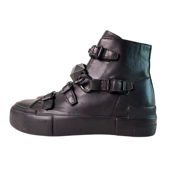 ASH Sneaker Boot Studded Galaxy Chain Women's EU 36 US 5.5-6 M Black Leather Zip - Picture 4 of 14